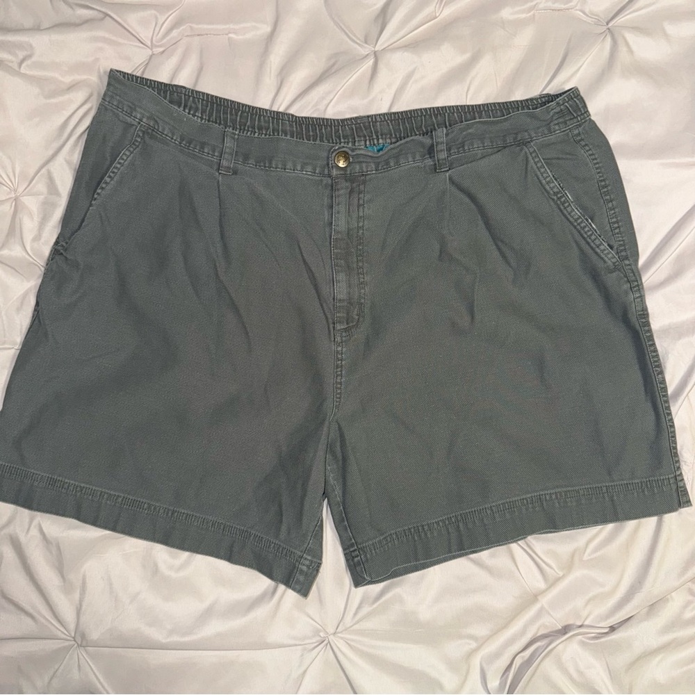 BIG DOGS Canvas Work Shorts Men's 42 Olive Green‎ Grunge Logo Embroidered Rugged